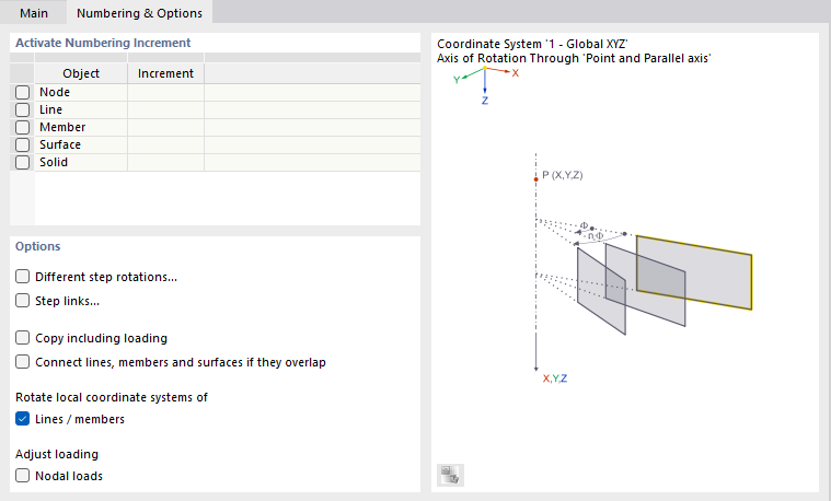 Defining Rotation for Coordinate Systems and Loading
