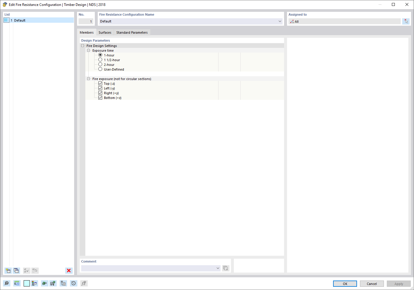 Dialog Box "Edit Fire Resistance Configuration" | EN 1995