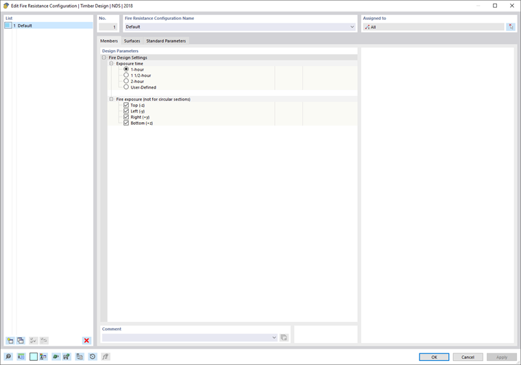 Dialog Box "Edit Fire Resistance Configuration" | EN 1995