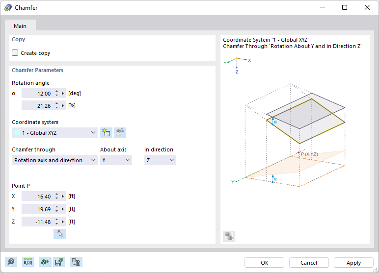 Dialog Box "Chamfer"