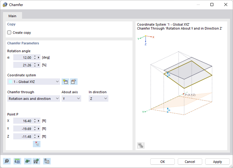 Dialog Box "Chamfer"