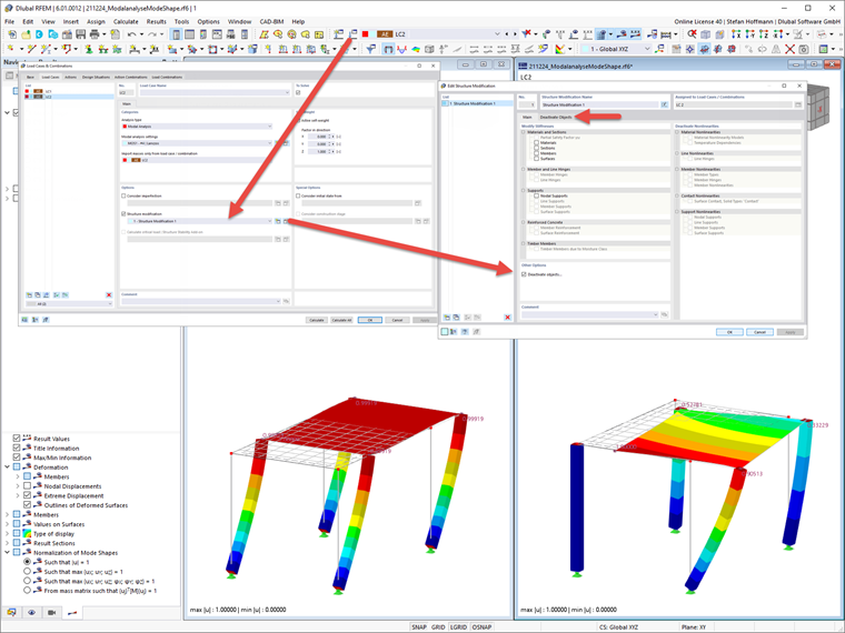 FAQ 005161 | How can I analyze the failure of an object, such as a column, in my modal analysis?