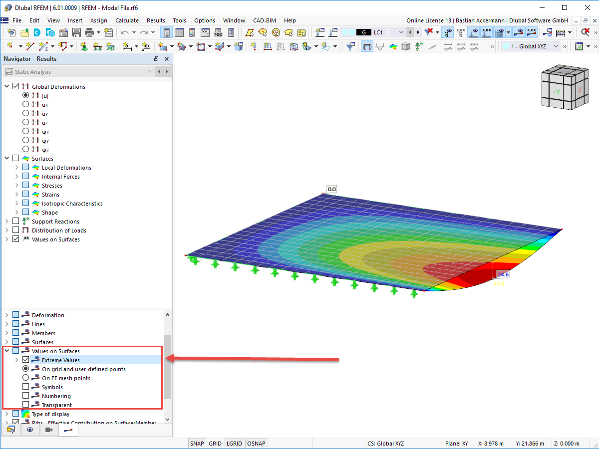 FAQ 005162 | I have activated values on surfaces. How can I display only the extreme values, for example?