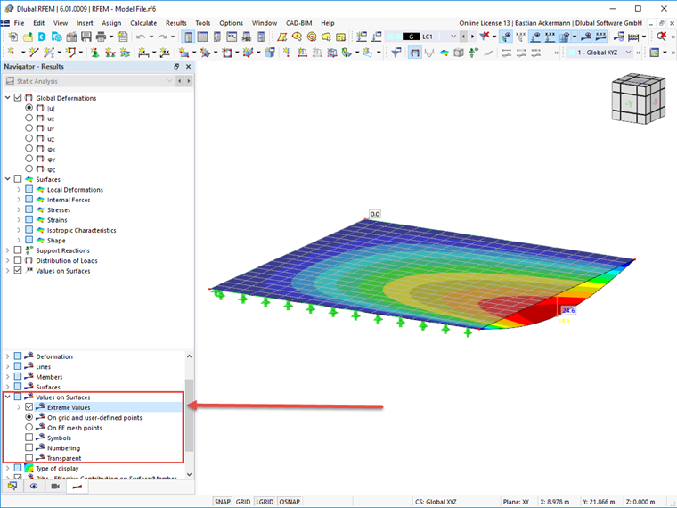 FAQ 005162 | I have activated values on surfaces. How can I display only the extreme values, for example?