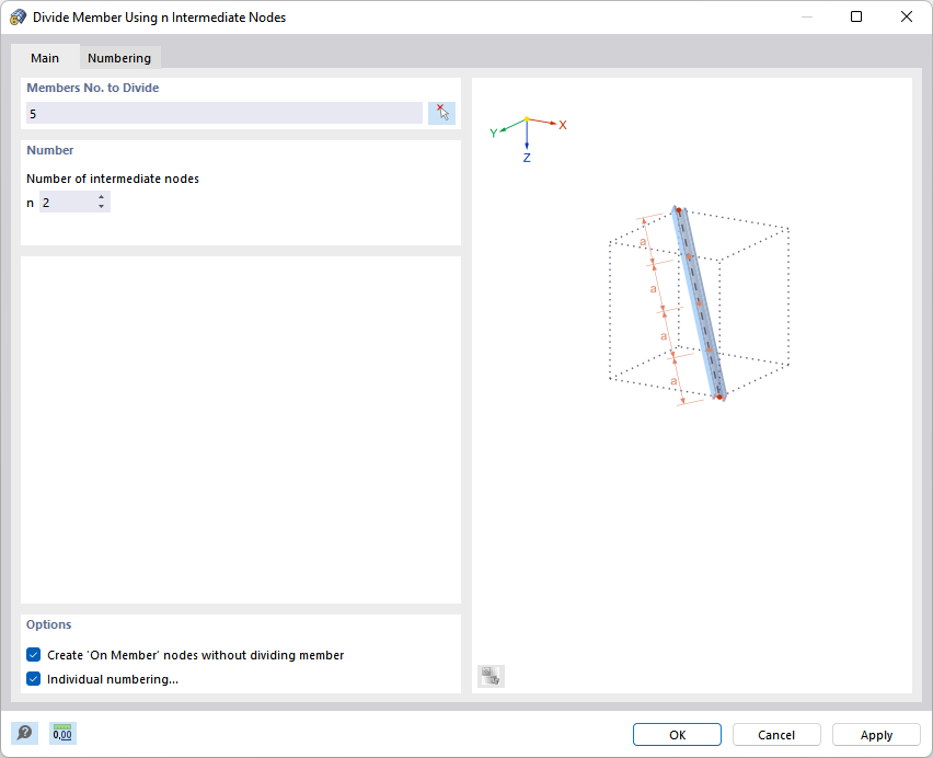 Dividing Member at One-Third Points