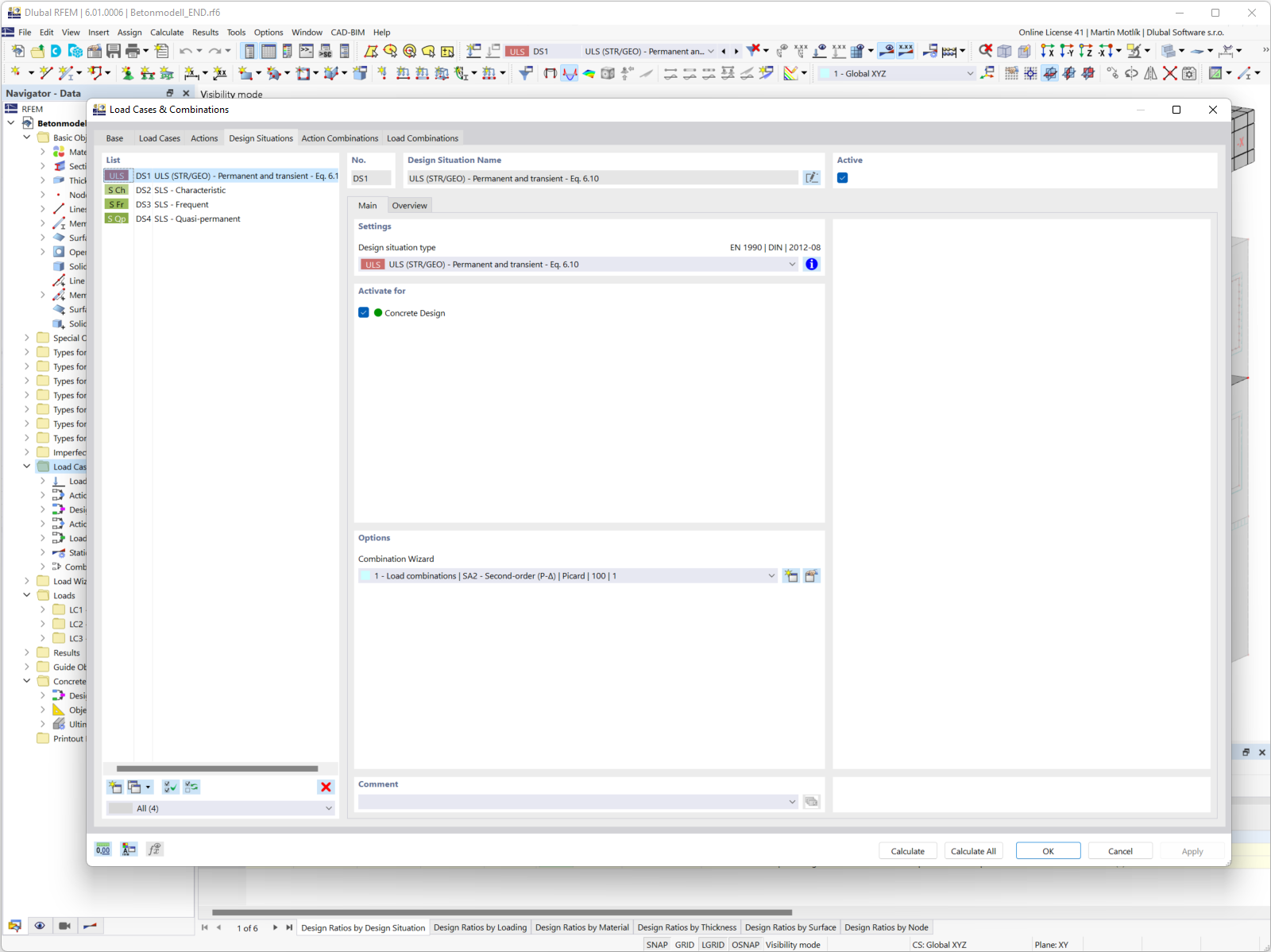 Design Situation for Concrete Design