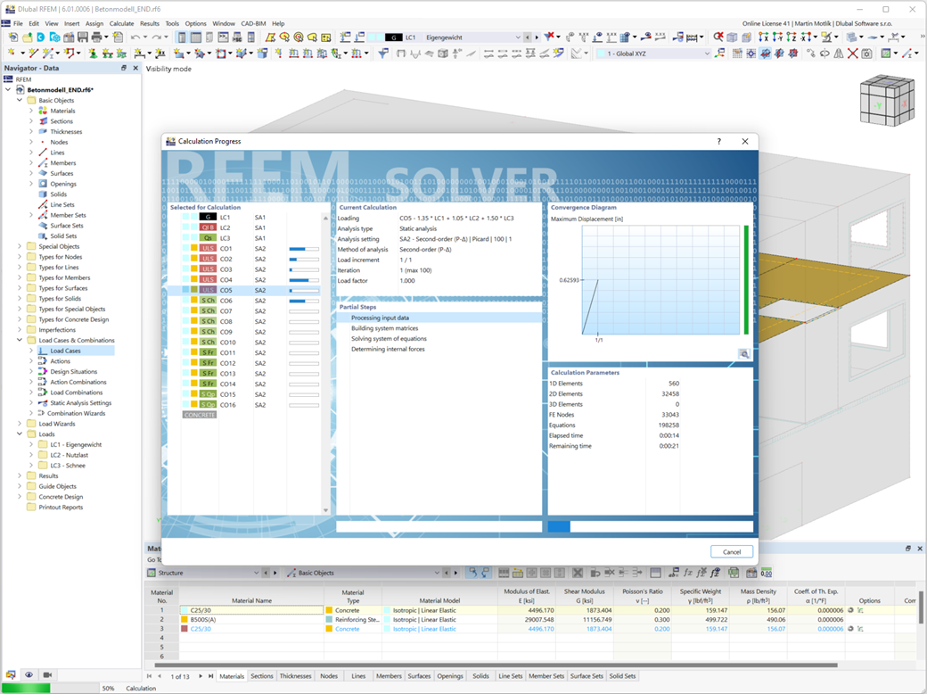 Punching shear calculation for reinforced concrete structures in RFEM 6 using graphics for design of internal forces.