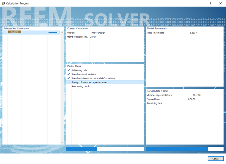 Dialog Box "Calculation Progress"   | Timber Design