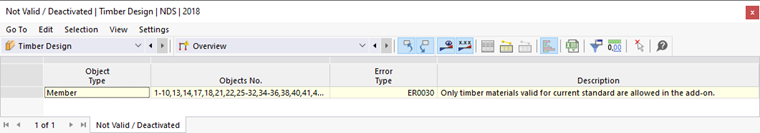 Result Table Not Valid/Deactivated in Timber Design