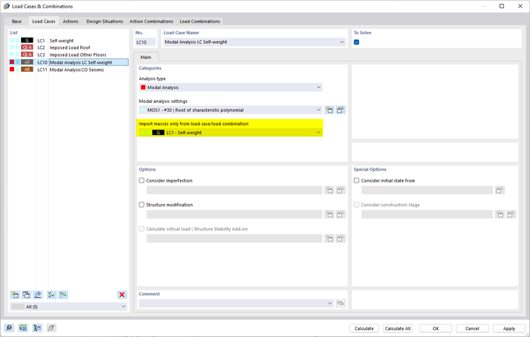 Importing Masses from Load Case