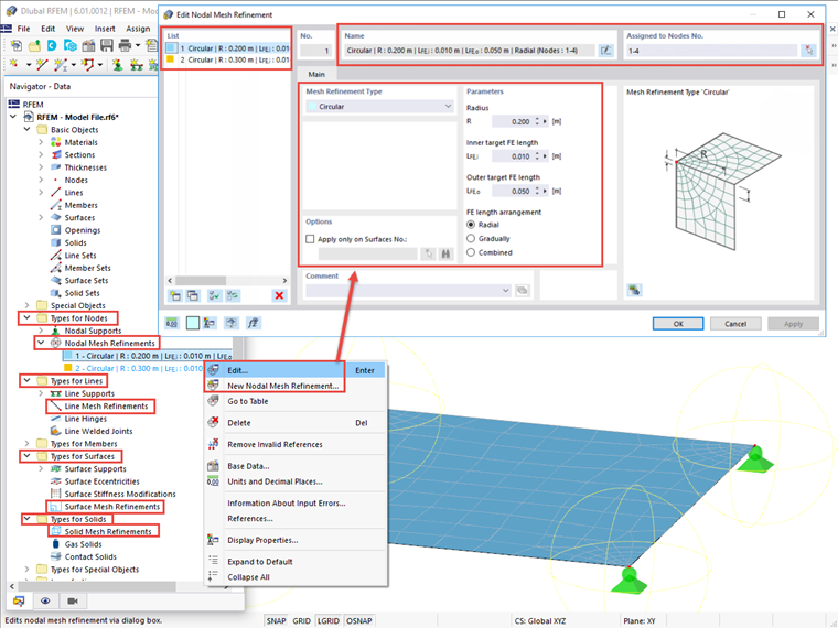 FAQ 005170 | How can I define an FE mesh refinement in RFEM 6? In RFEM 5, this was available in the Data Navigator.