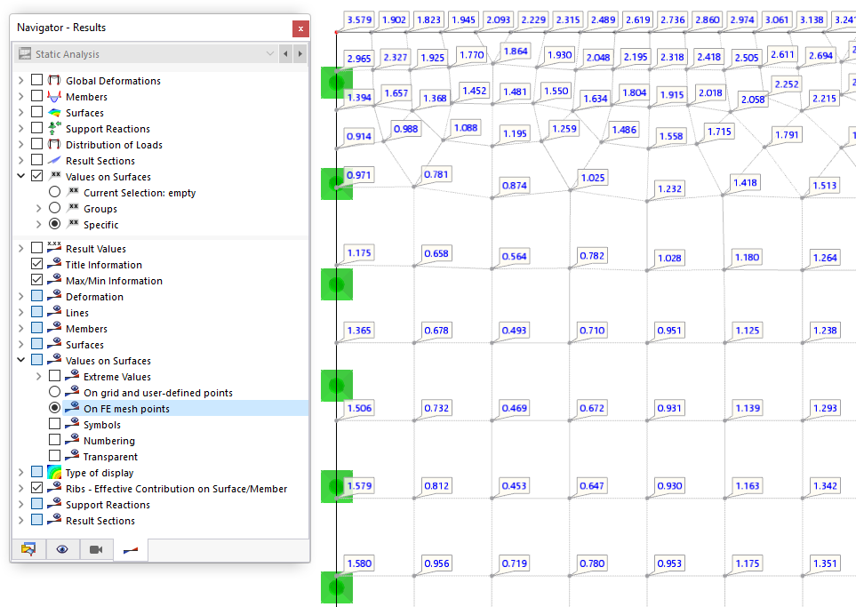 Displaying Result Values on FE Mesh Points