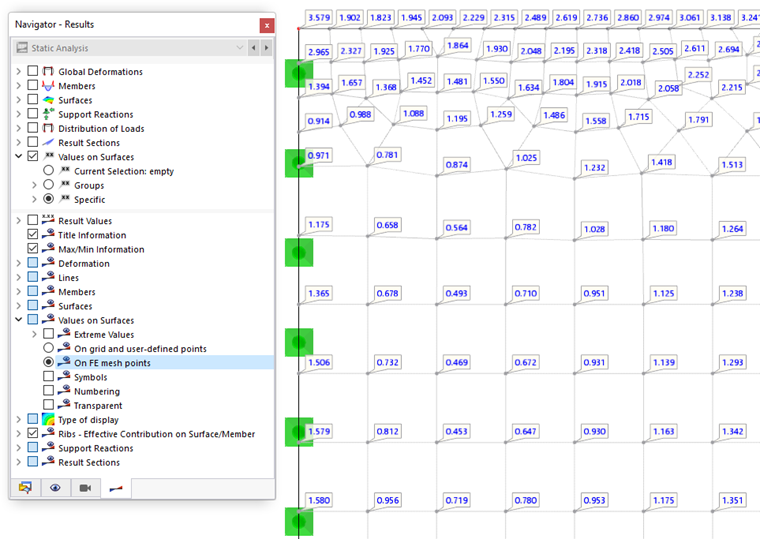 Displaying Result Values on FE Mesh Points