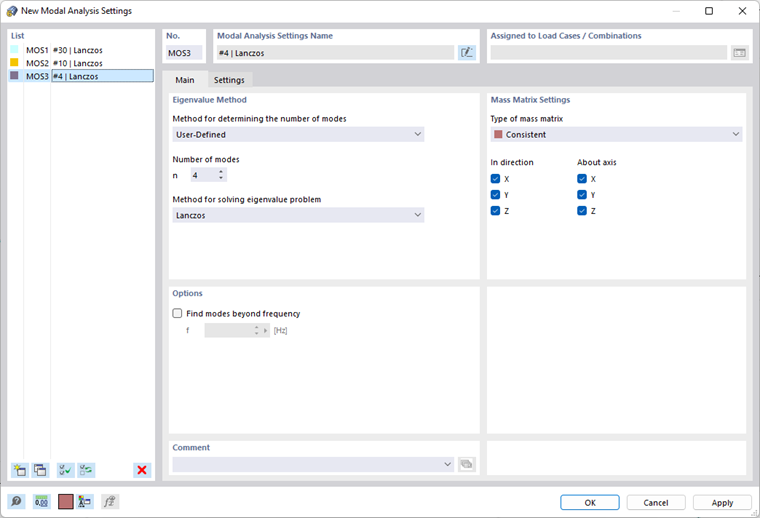 Dialog Box "New Modal Analysis Settings" 