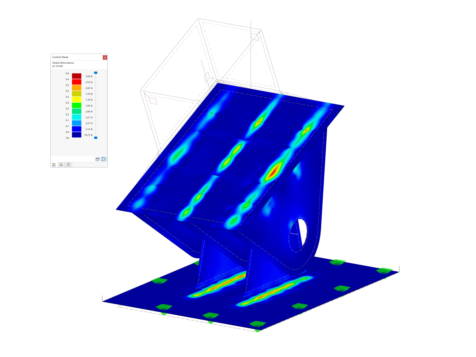 Hinged Support of Steel Column, Stress Analysis
