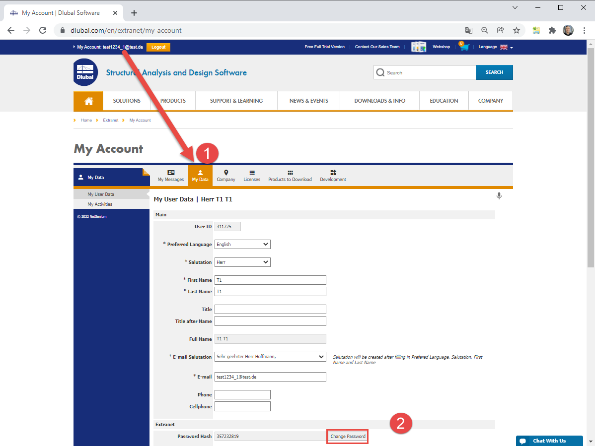 FAQ 005176 | How can I change my password for the extranet?
