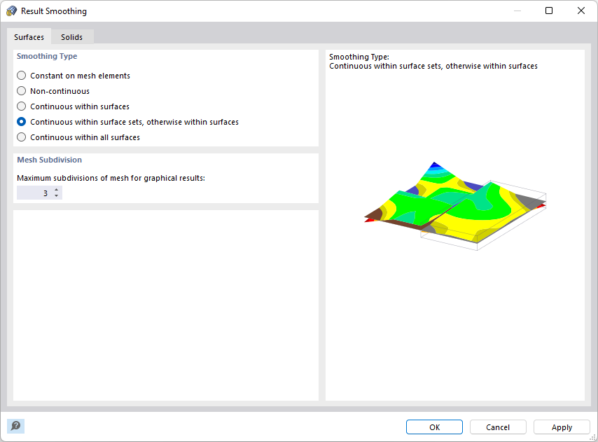 Dialog Box "Result Smoothing" for Surface Results