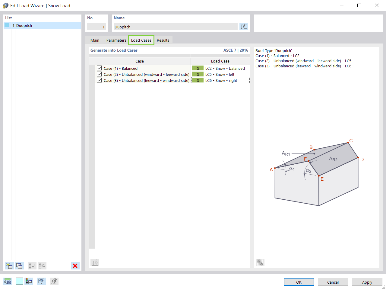 Generating Snow Load into Load Cases