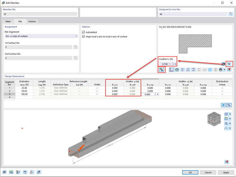 FAQ 005184 | How can I remove or reduce the effective width of a rib in RFEM 6?