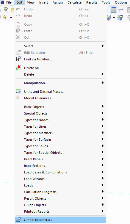 Opening Global Parameters