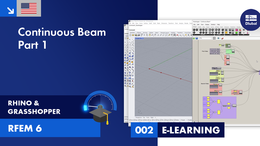Tutorial showing initial steps for simulating a continuous beam in RFEM 6 using Rhino-Grasshopper.