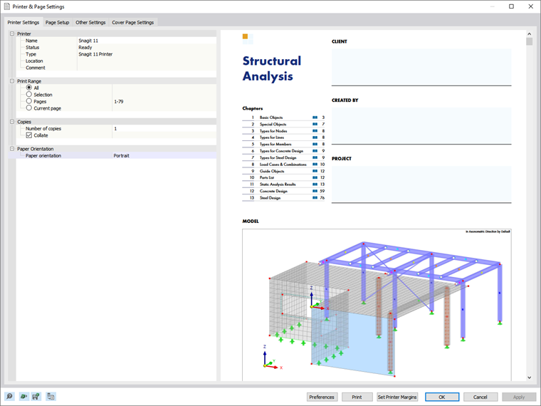Dialog Box "Printer & Page Settings"