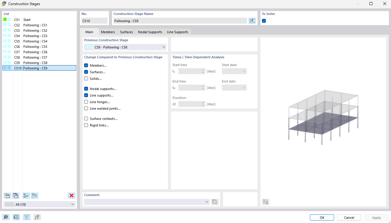 Dialog Box "Construction Stages"