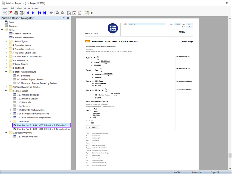 Design Check Details in Printout Report
