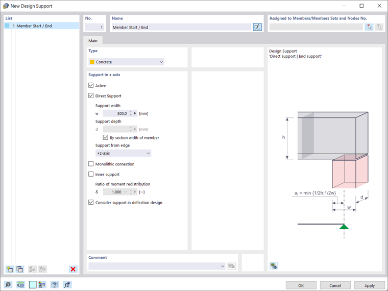 Defining Design Supports at Member Start/End