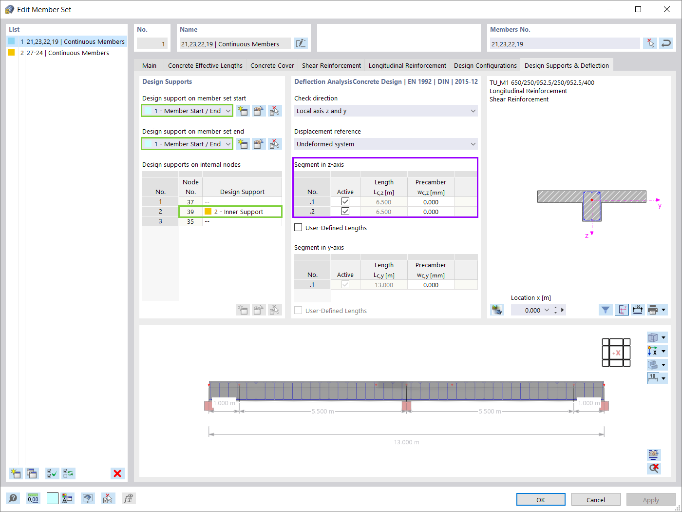 Reference Length for Deflection Analysis