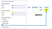 Defining Sheet Numbering with Prefix and Result