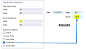 Defining Sheet Numbering with Prefix and Result