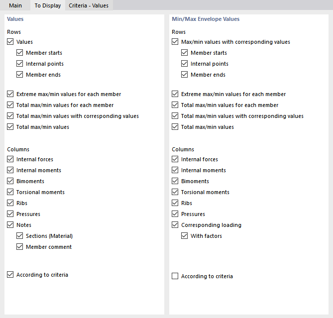 Defining Result Rows and Columns for Documentation