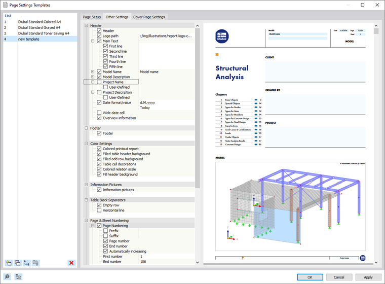 Selecting Report Header from Templates