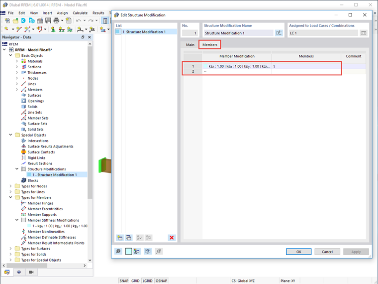 FAQ 005201 | How can I modify stiffnesses of particular members using a factor in RFEM 6 and RSTAB 9?