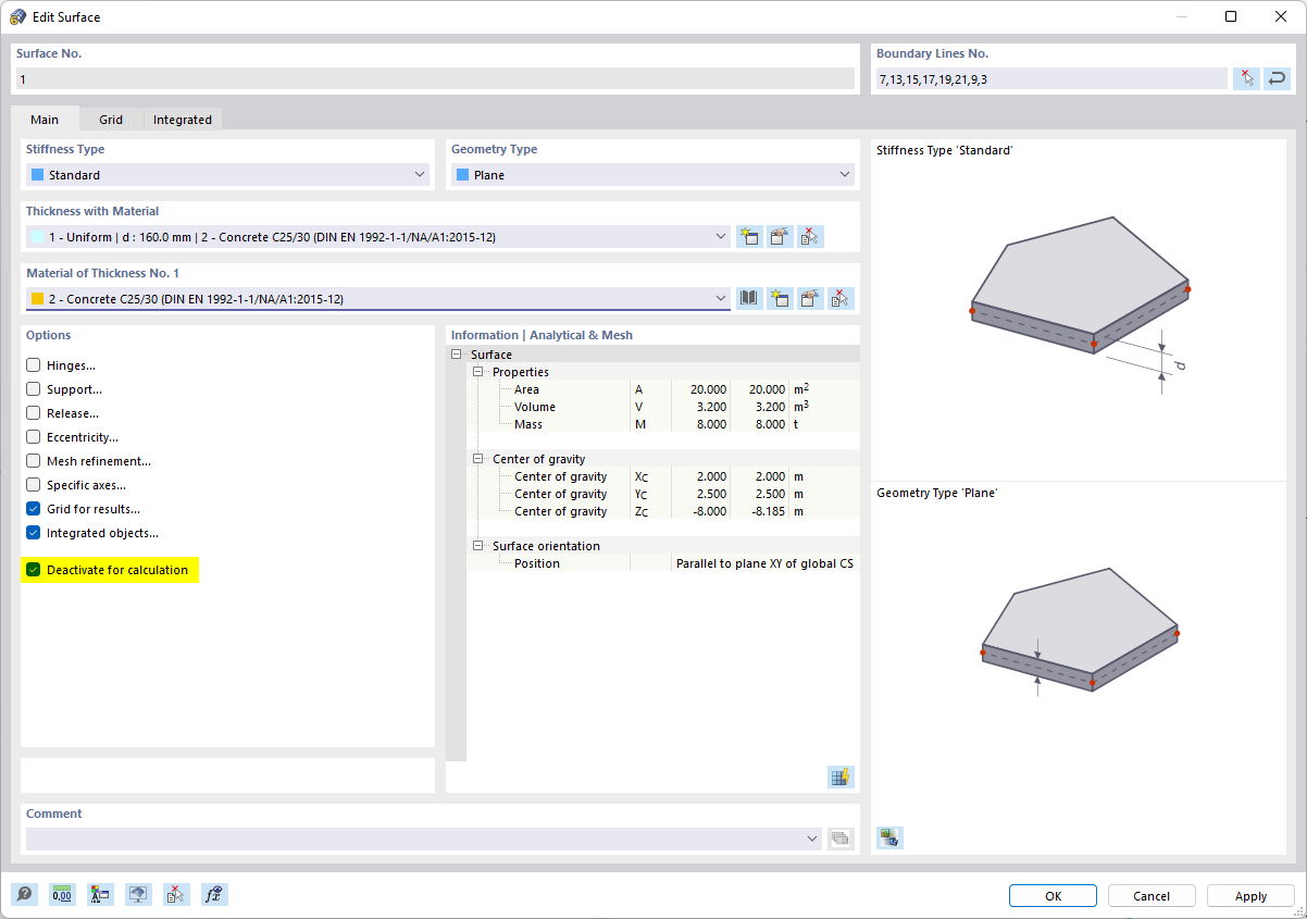 Deactivating Member for Calculation