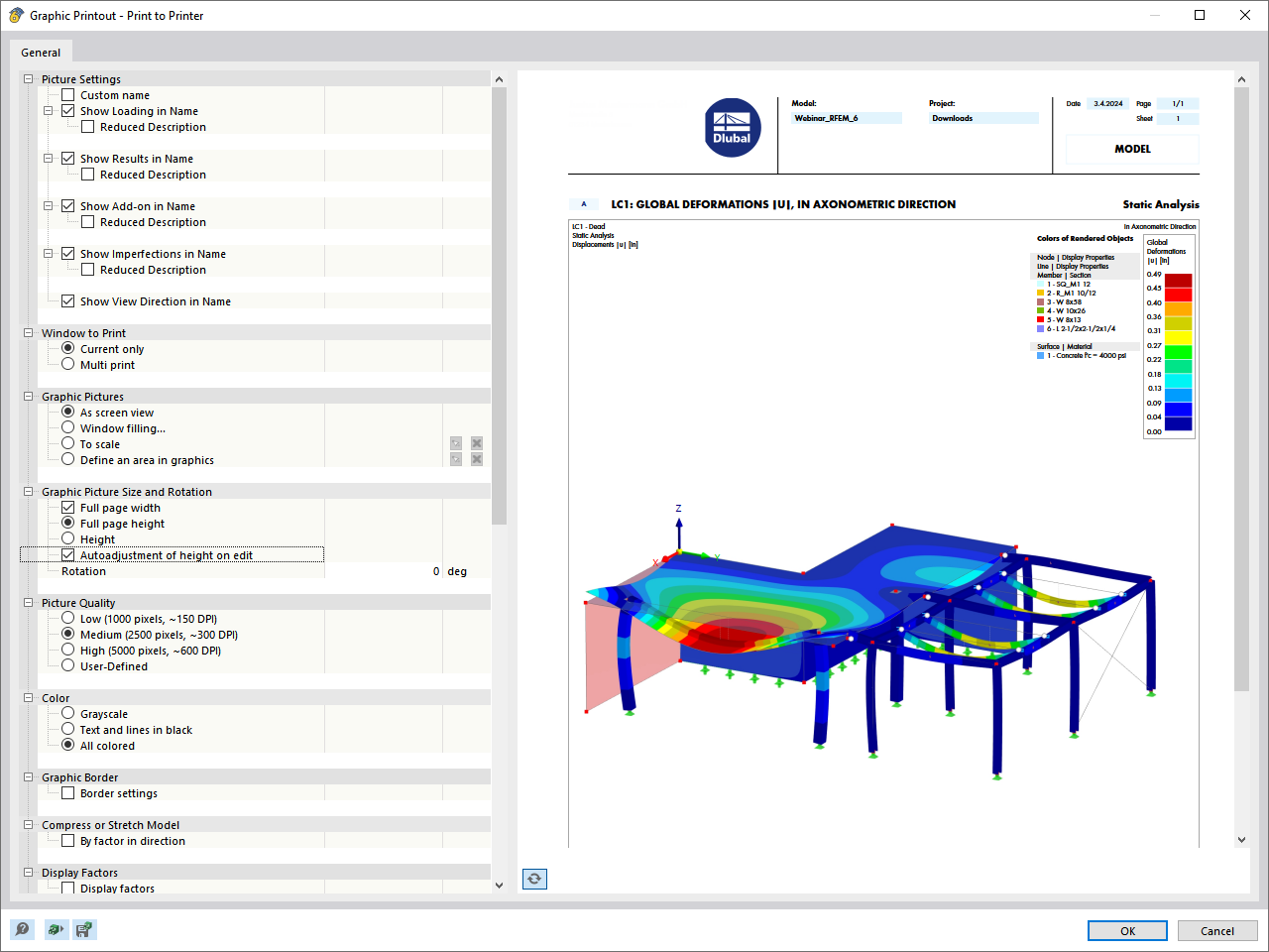 Dialog Box "Graphic Printout"