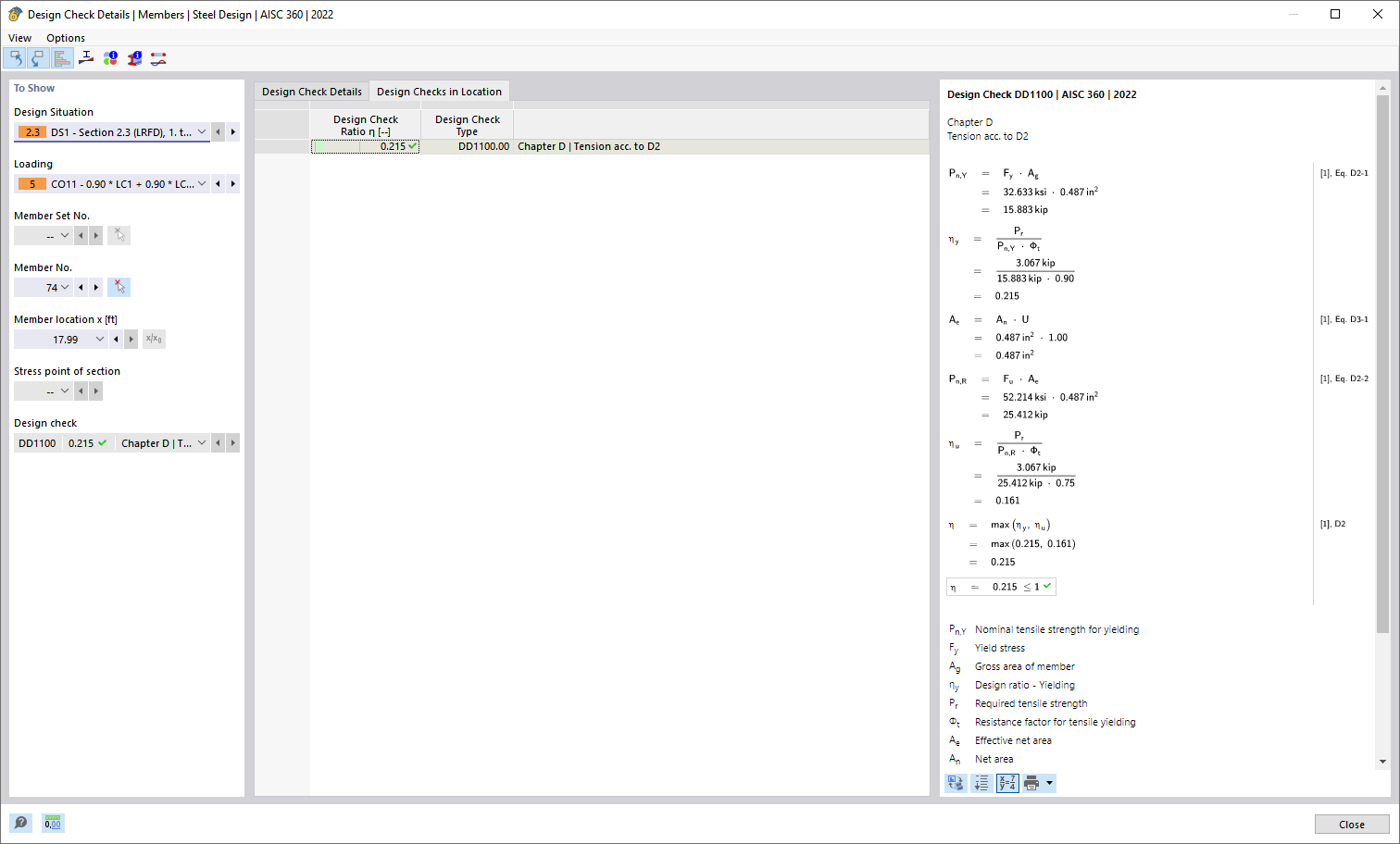 Design Check Details of Steel Design | Design Checks in Location