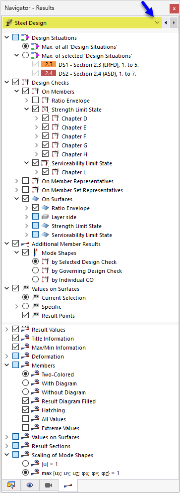 Navigator – Results for Steel Design