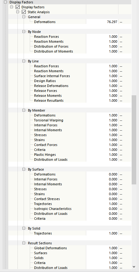 Adjusting Display Factors