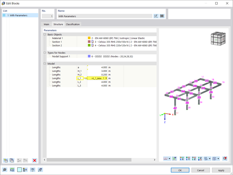 Relationship Between Parameters of Original Structure and Block