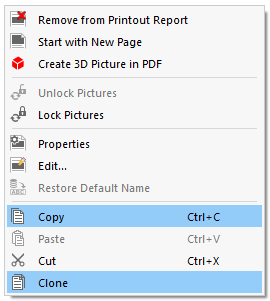 Shortcut Menu Options for Copy or Clone
