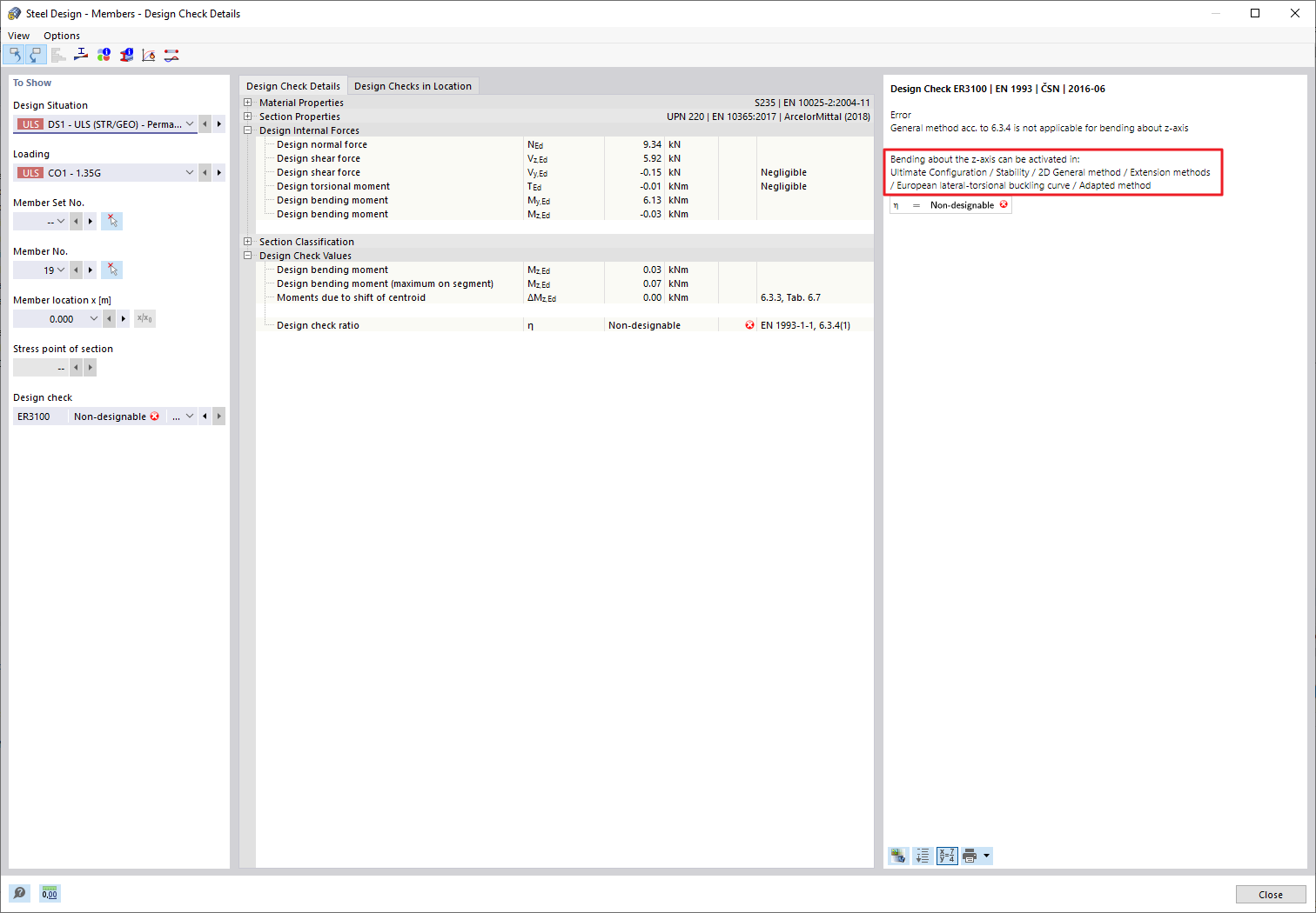 FAQ 005205 | I cannot analyze a UPN cross-section subjected to double bending in the program. Is it possible to do this in the program?