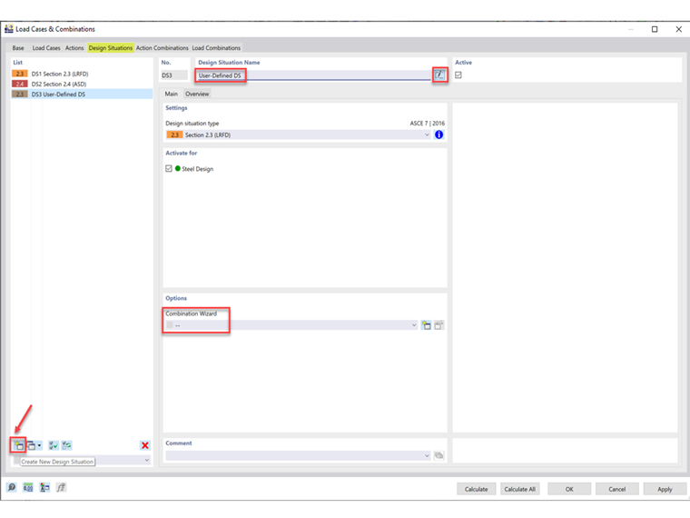 FAQ 005208 | How do I create a user-defined Design Situation with my own chosen load combinations?