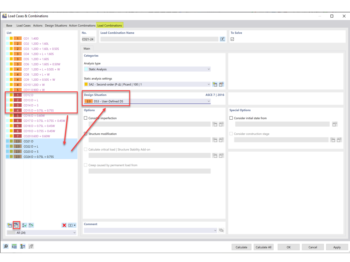 FAQ 005208 | How do I create a user-defined Design Situation with my own chosen load combinations?