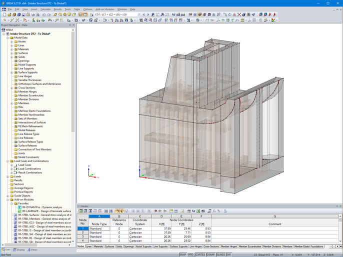 RFEM Model Inlet Structure (© Zutari)