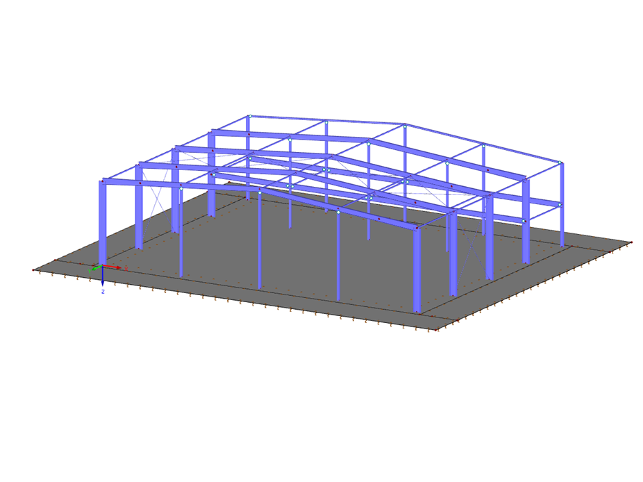Steel Hall with Floor Slab and Foundation Overlap