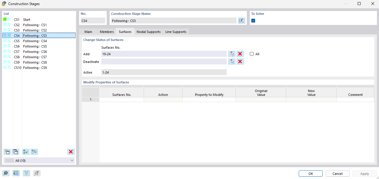 Adding and Deactivating Surfaces