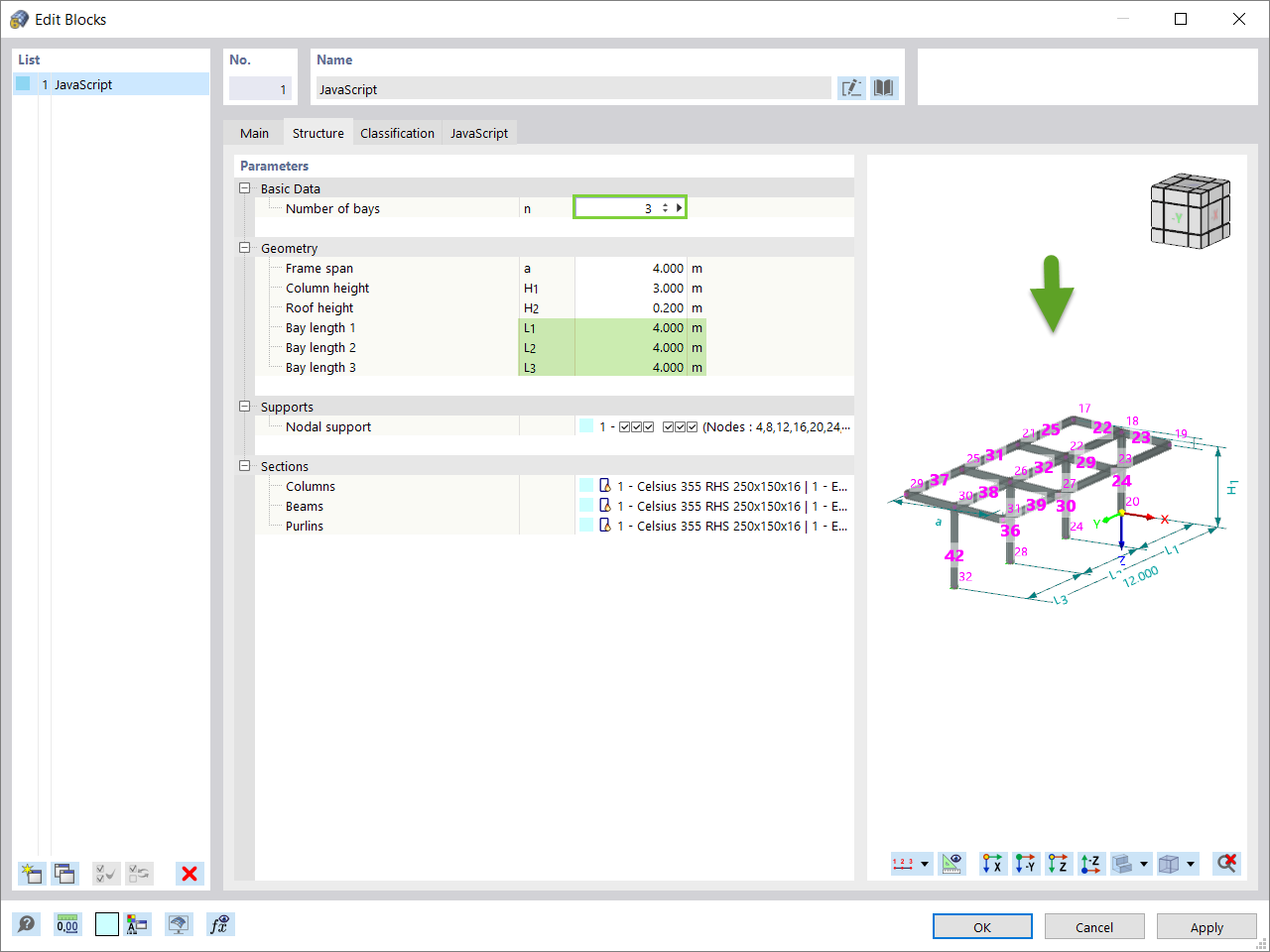 Block with Number of Bays n=3