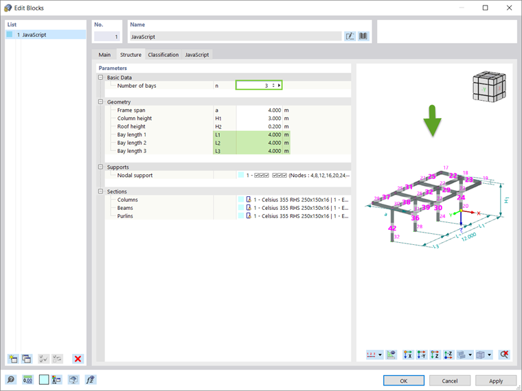 Block with Number of Bays n=3